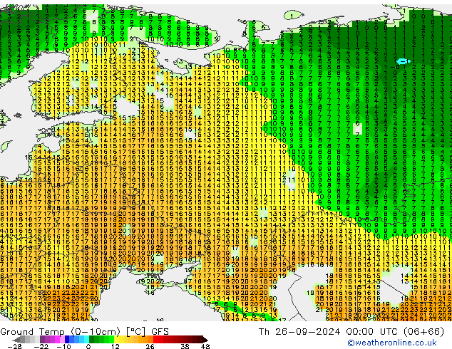 temp. mín./solo (0-10cm) GFS Qui 26.09.2024 00 UTC