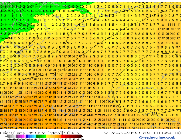 Z500/Rain (+SLP)/Z850 GFS сб 28.09.2024 00 UTC