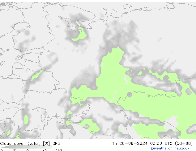 nuvens (total) GFS Qui 26.09.2024 00 UTC