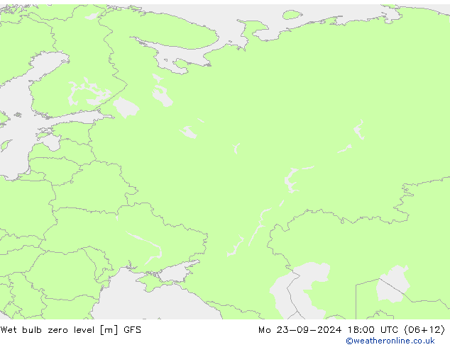 Wet bulb zero level GFS  23.09.2024 18 UTC