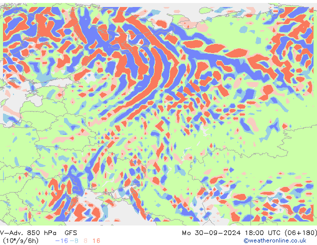 V-Adv. 850 hPa GFS pon. 30.09.2024 18 UTC