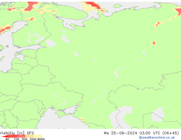 Visibility GFS We 25.09.2024 03 UTC