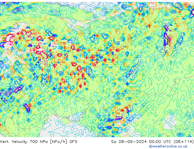 700 hPa Dikey Hız GFS Cts 28.09.2024 00 UTC