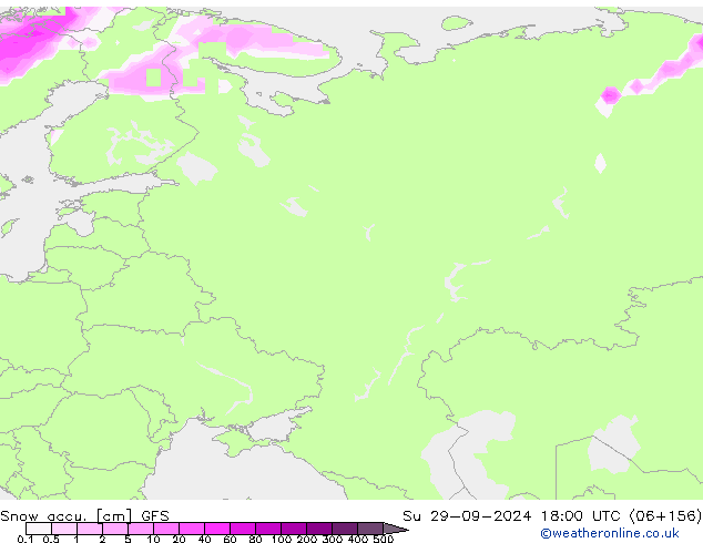 Totale sneeuw GFS zo 29.09.2024 18 UTC