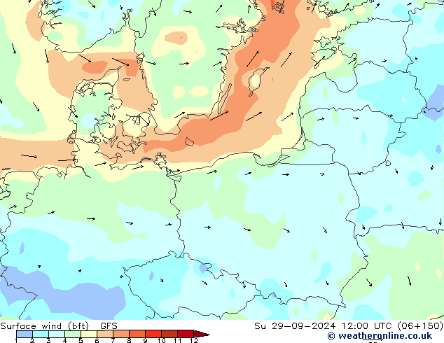 ве�Bе�@ 10 m (bft) GFS Вс 29.09.2024 12 UTC
