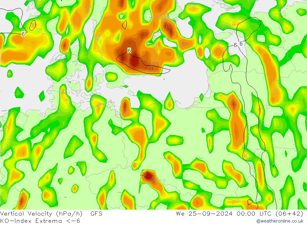 Convection-Index GFS We 25.09.2024 00 UTC