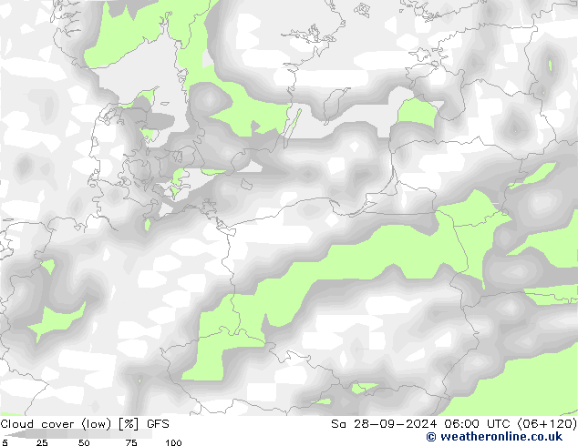 Bewolking (Laag) GFS za 28.09.2024 06 UTC