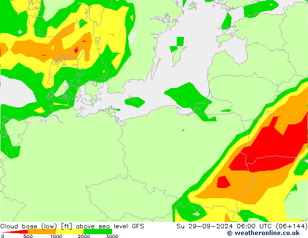 Cloud base (low) GFS Su 29.09.2024 06 UTC