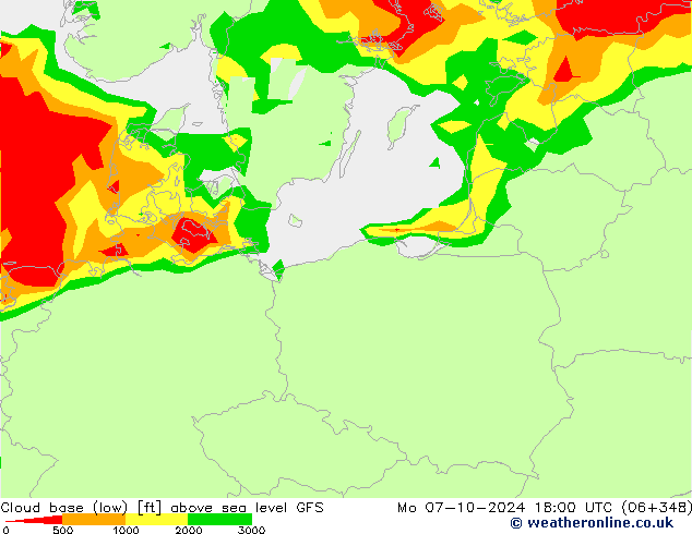 Alçak Bulut Alt Sınırı GFS Pzt 07.10.2024 18 UTC