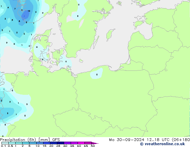 Precipitación (6h) GFS lun 30.09.2024 18 UTC