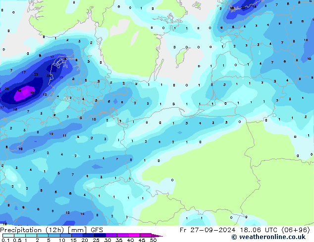 Precipitação (12h) GFS Sex 27.09.2024 06 UTC