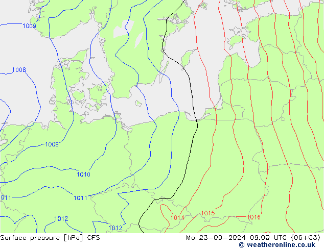 Surface pressure GFS Mo 23.09.2024 09 UTC