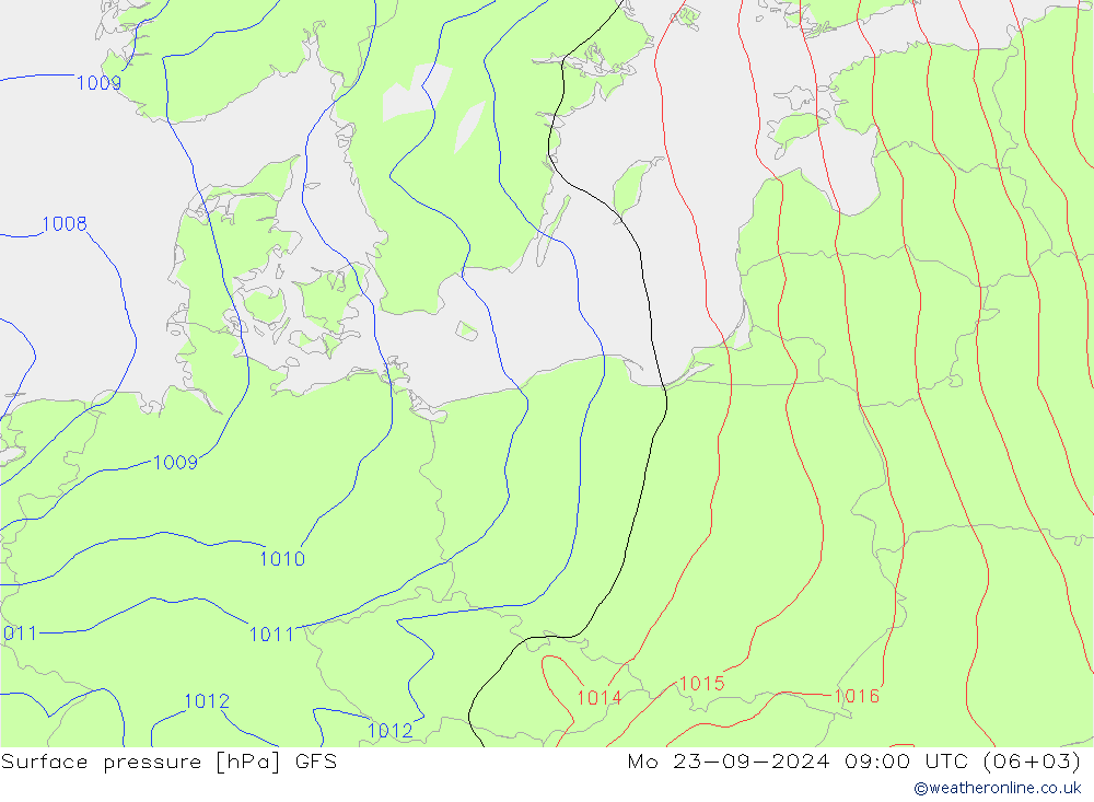 ciśnienie GFS pon. 23.09.2024 09 UTC