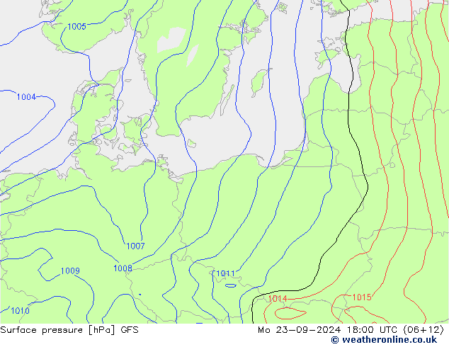 Surface pressure GFS Mo 23.09.2024 18 UTC