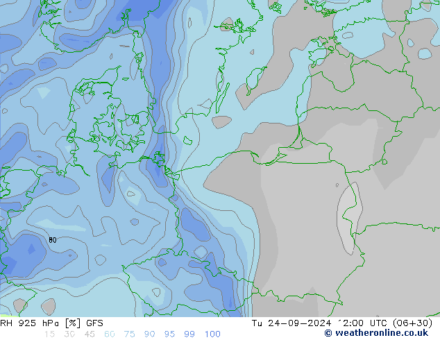 RV 925 hPa GFS di 24.09.2024 12 UTC