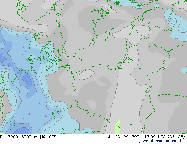 Humidité rel. 3000-6000 m GFS lun 23.09.2024 12 UTC