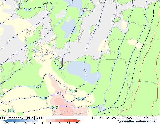 тенденция давления GFS вт 24.09.2024 09 UTC