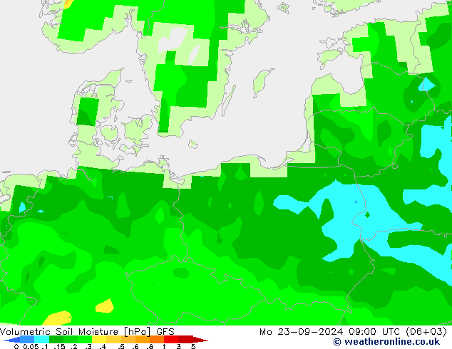 Wassergehalt GFS Mo 23.09.2024 09 UTC