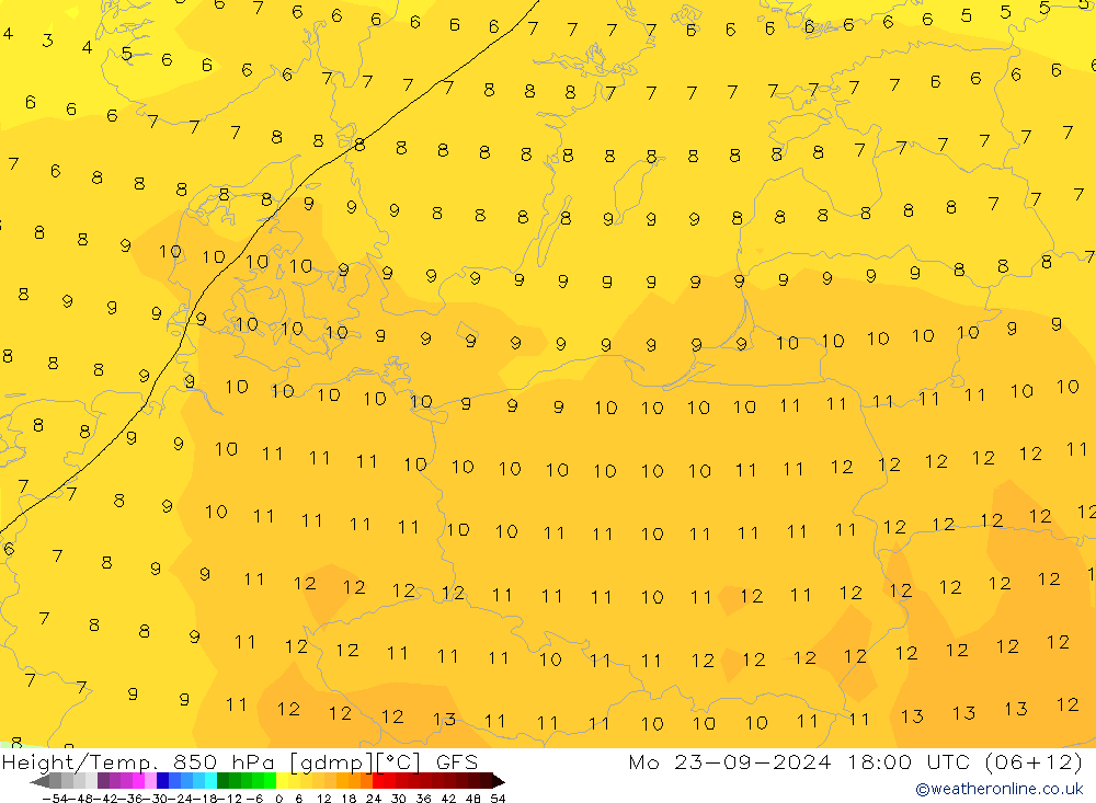 Z500/Rain (+SLP)/Z850 GFS Mo 23.09.2024 18 UTC