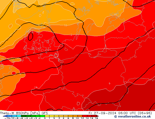 Theta-W 850гПа GFS пт 27.09.2024 06 UTC