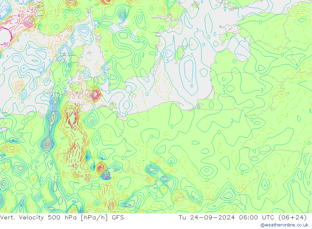 Vert. Velocity 500 hPa GFS  24.09.2024 06 UTC