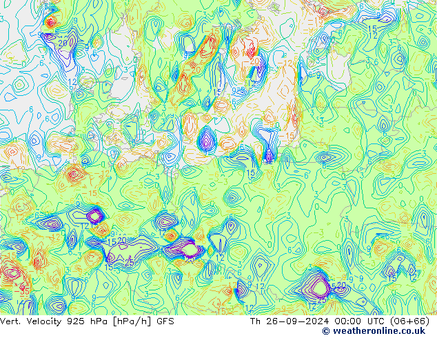 Vert. Velocity 925 hPa GFS Čt 26.09.2024 00 UTC