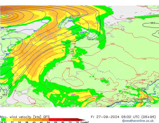 Max. wind velocity GFS Fr 27.09.2024 06 UTC