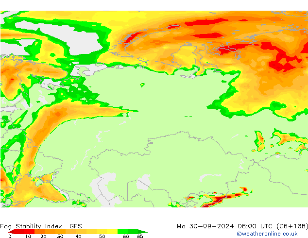 Fog Stability Index GFS lun 30.09.2024 06 UTC