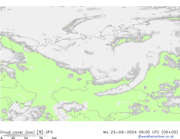 Nuages (bas) GFS lun 23.09.2024 06 UTC