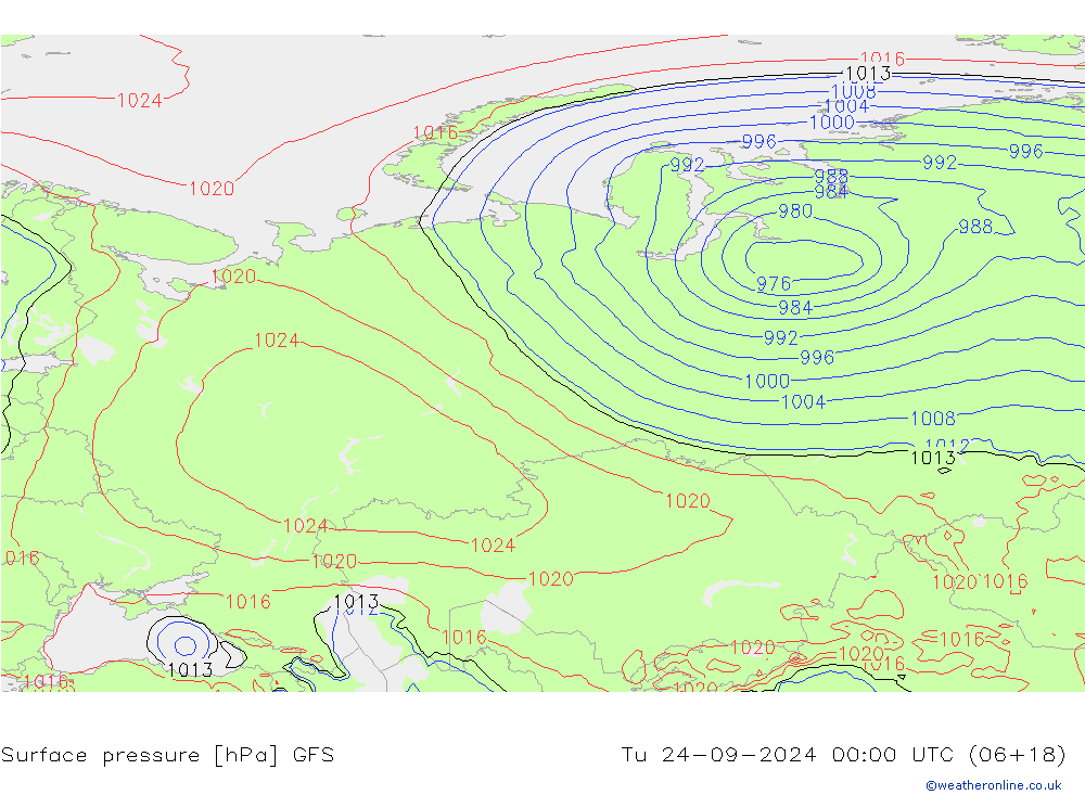 Surface pressure GFS Tu 24.09.2024 00 UTC