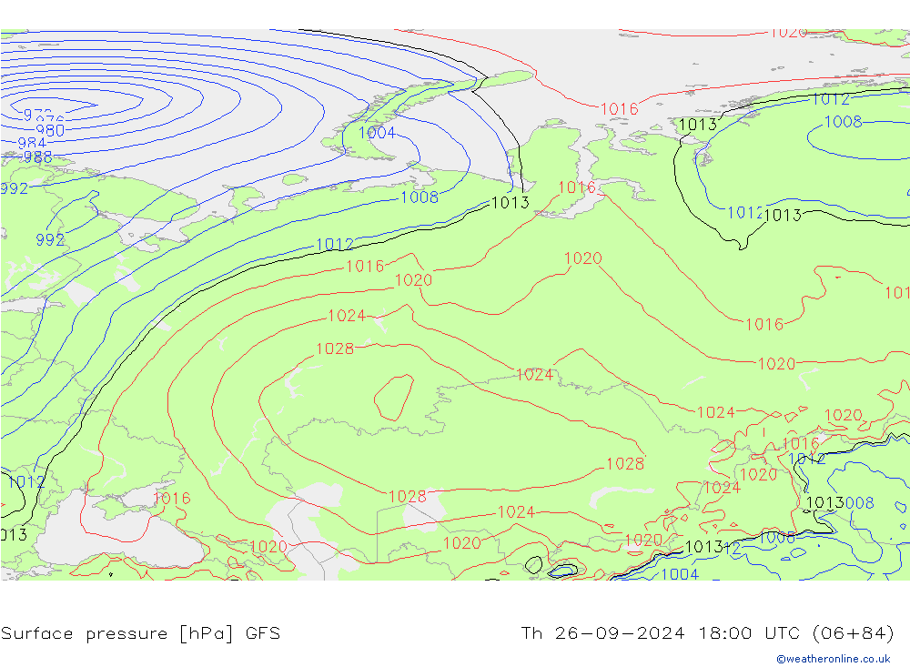 pressão do solo GFS Qui 26.09.2024 18 UTC