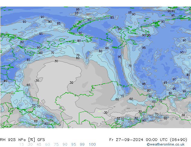 RV 925 hPa GFS vr 27.09.2024 00 UTC