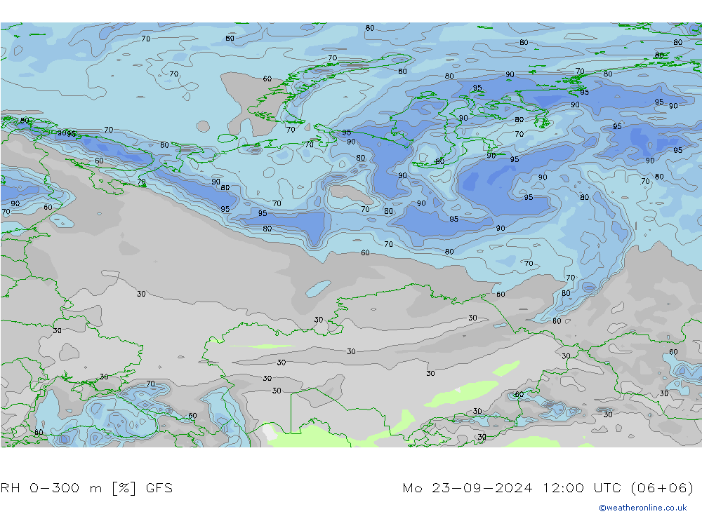 RH 0-300 m GFS wrzesień 2024