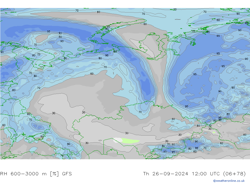 RH 600-3000 m GFS Th 26.09.2024 12 UTC