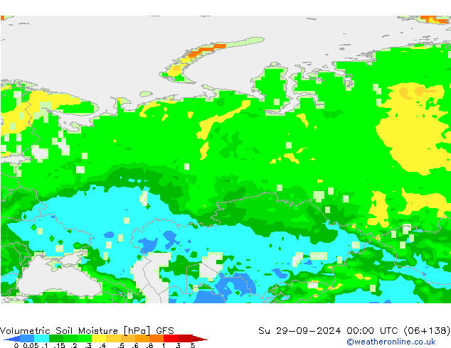 Volumetric Soil Moisture GFS dim 29.09.2024 00 UTC