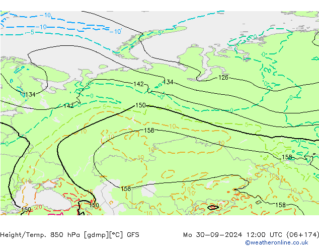 Z500/Rain (+SLP)/Z850 GFS lun 30.09.2024 12 UTC