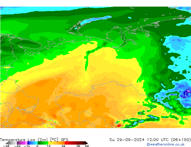 Temperature Low (2m) GFS Su 29.09.2024 12 UTC