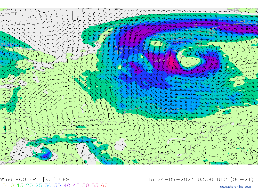 Wind 900 hPa GFS Tu 24.09.2024 03 UTC