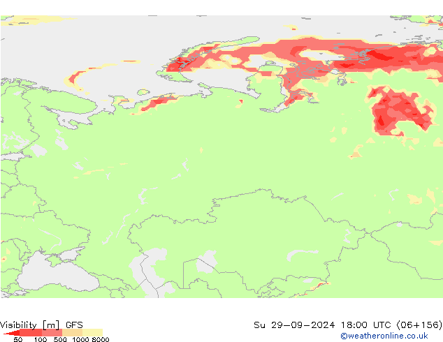 Visibility GFS Su 29.09.2024 18 UTC