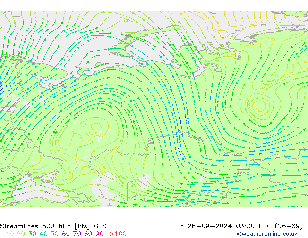 Streamlines 500 hPa GFS Th 26.09.2024 03 UTC