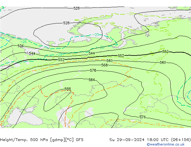 Height/Temp. 500 hPa GFS Su 29.09.2024 18 UTC