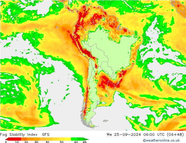 Fog Stability Index GFS wo 25.09.2024 06 UTC