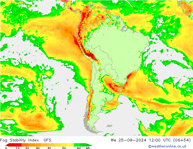 Fog Stability Index GFS  25.09.2024 12 UTC