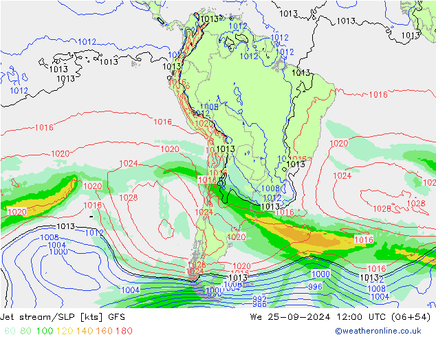 Jet stream/SLP GFS We 25.09.2024 12 UTC