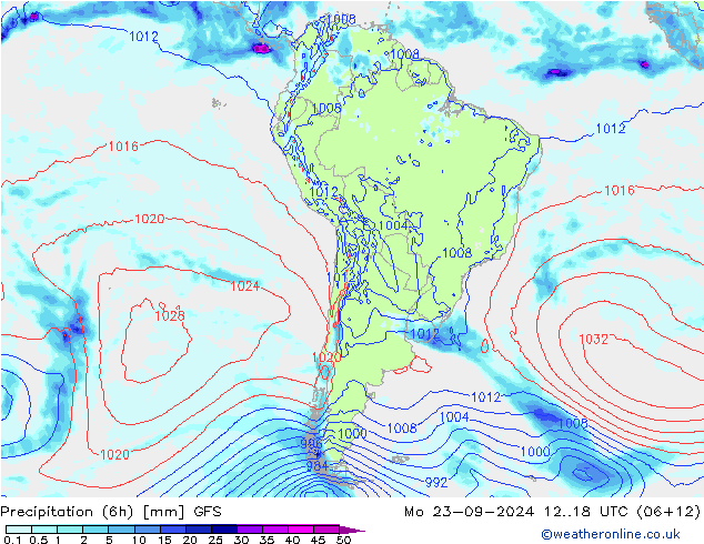 Z500/Rain (+SLP)/Z850 GFS  23.09.2024 18 UTC