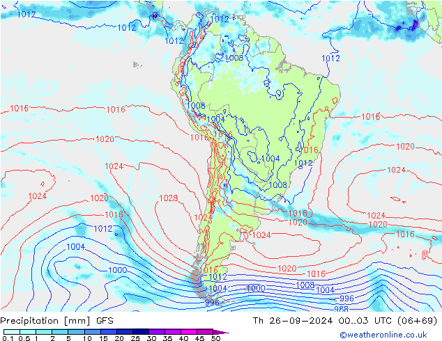 Precipitación GFS jue 26.09.2024 03 UTC