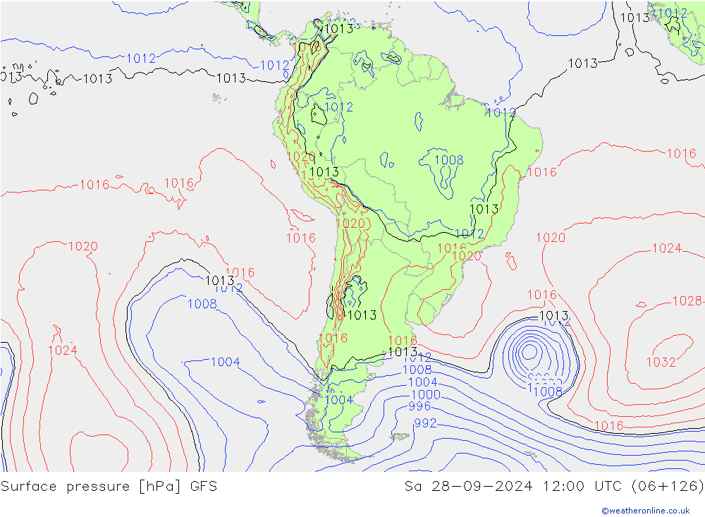 Surface pressure GFS Sa 28.09.2024 12 UTC