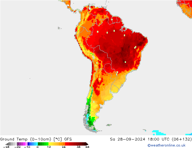 Ground Temp (0-10cm) GFS Sa 28.09.2024 18 UTC