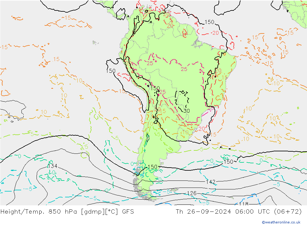 Z500/Rain (+SLP)/Z850 GFS Th 26.09.2024 06 UTC