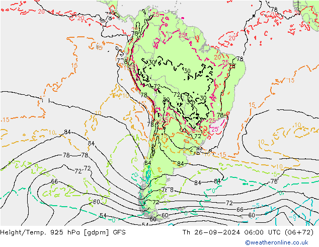 Height/Temp. 925 hPa GFS Th 26.09.2024 06 UTC